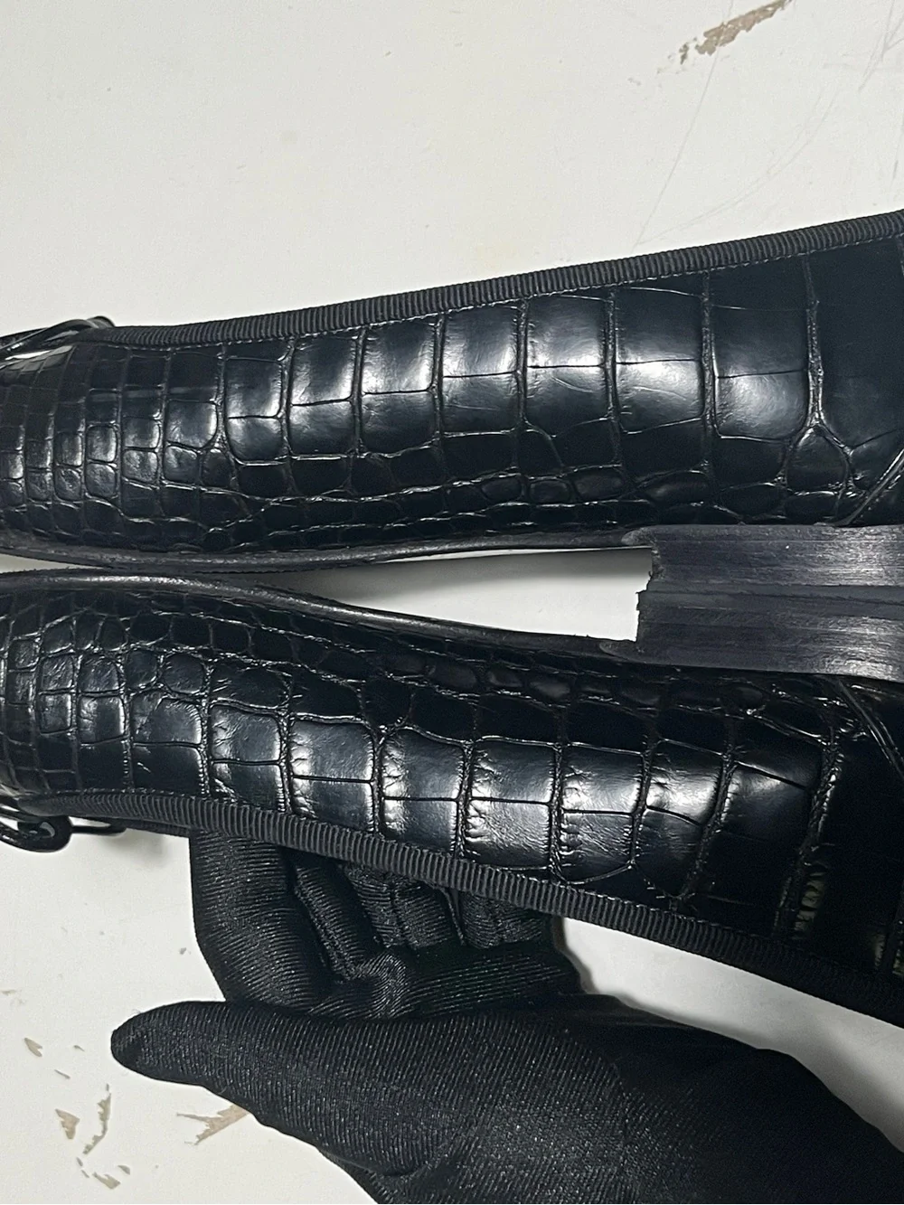 Chanel Black Exotic Crocodile Leather Ballet Flats
